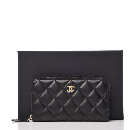 Chanel Lambskin Quilted Small Zip Around Wallet Black 9 of 9