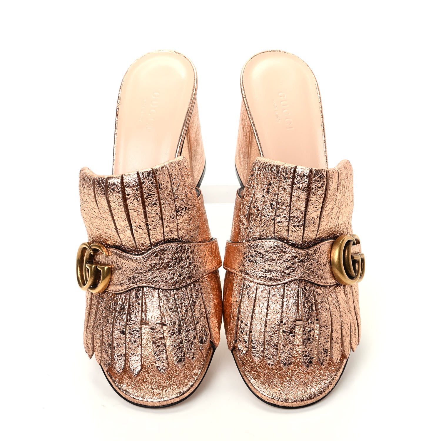 Gucci Galassia GG Marmont Fringe 75mm Slide Sandals 40 Salmone 5 of 10