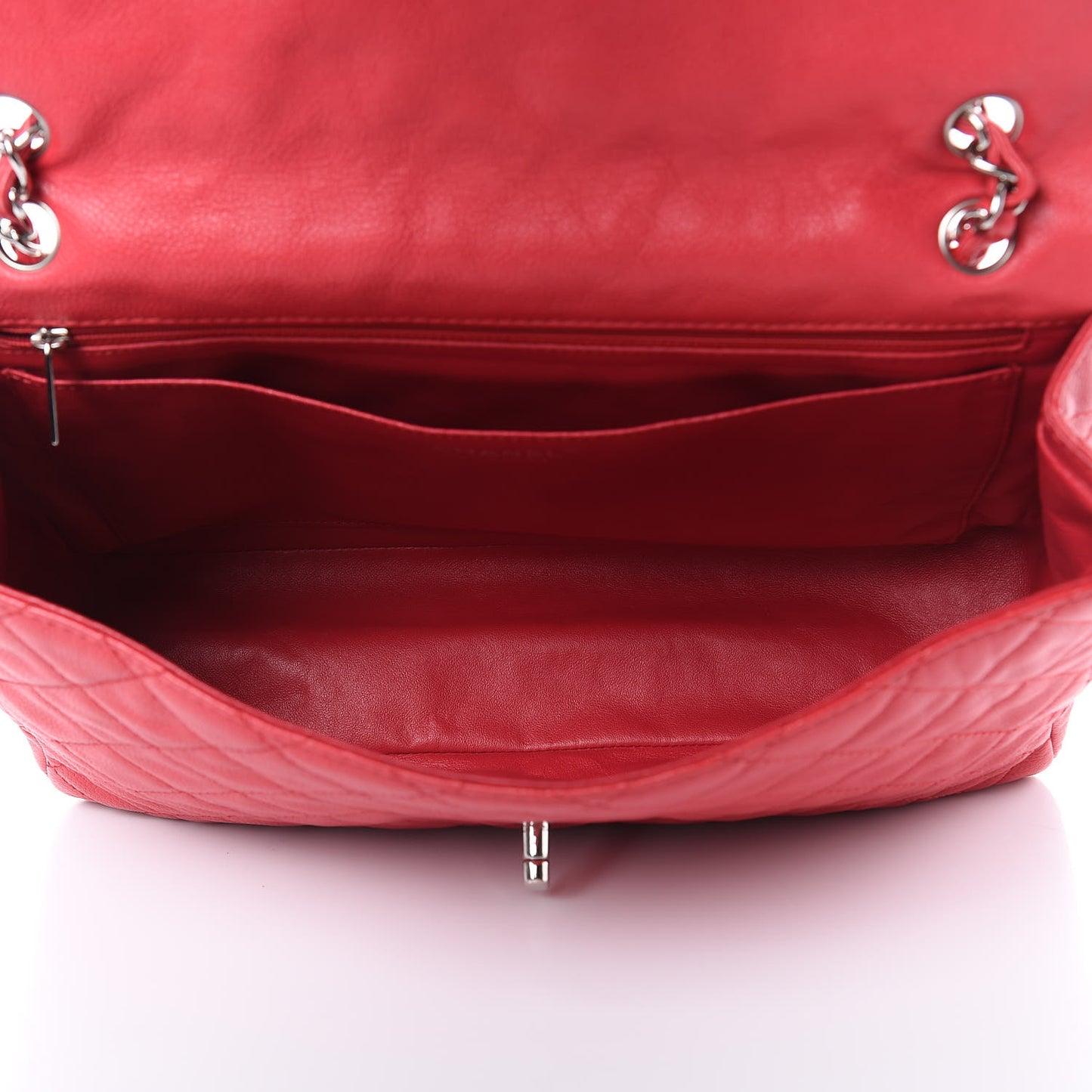 Washed Caviar Quilted Maxi Single Flap Fuchsia