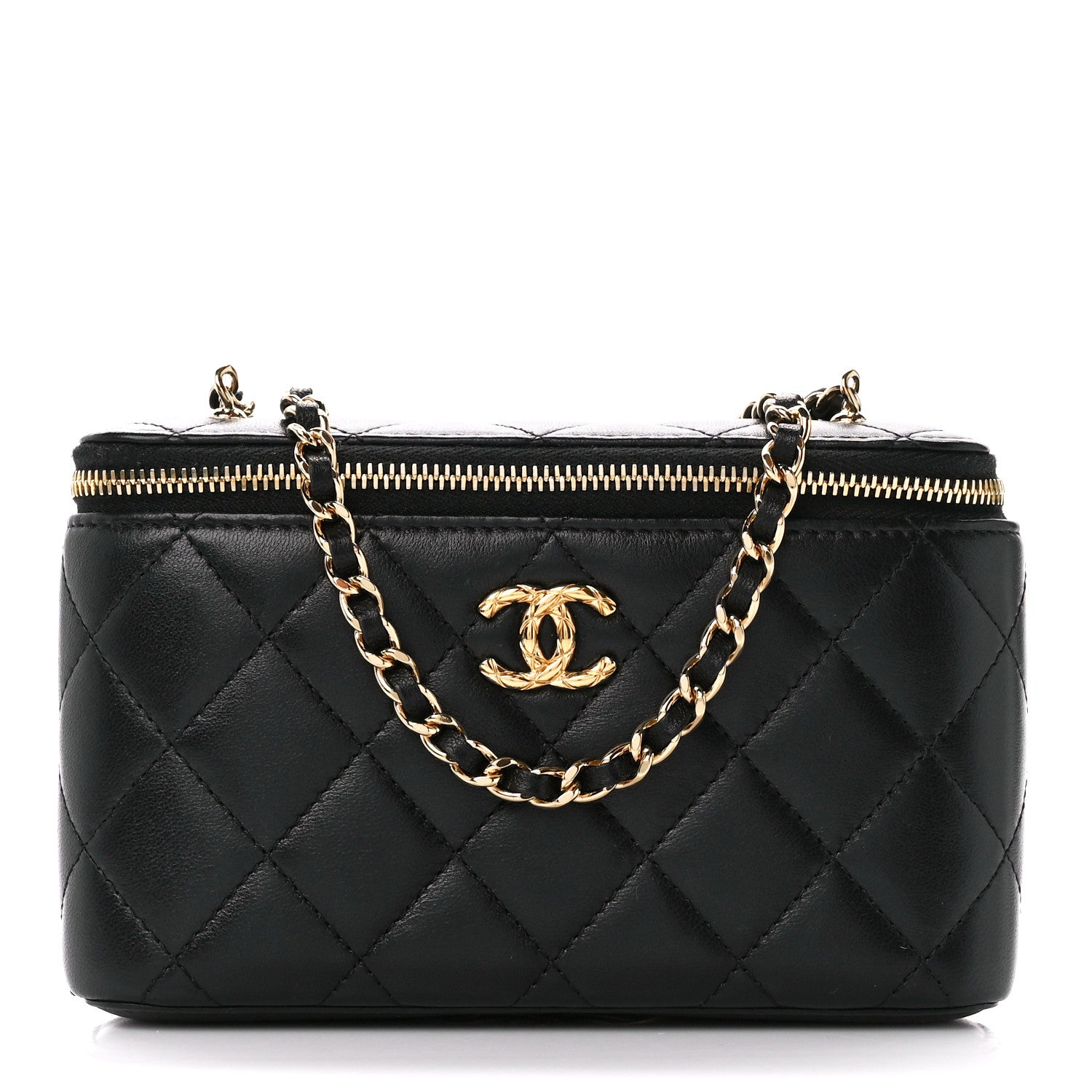 Chanel Lambskin Quilted Resin Vanity Case With Chain Black 1 of 12