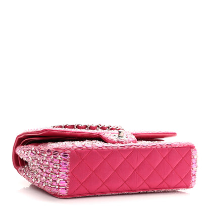 Chanel Satin Pearl Beaded Medium Flap Pink 4 of 11
