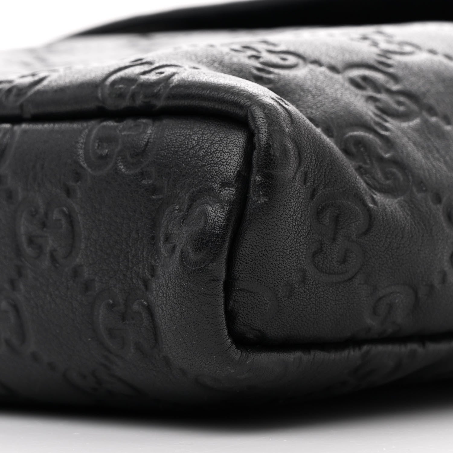 Gucci Guccissima Small Flap Messenger Bag Black 10 of 11