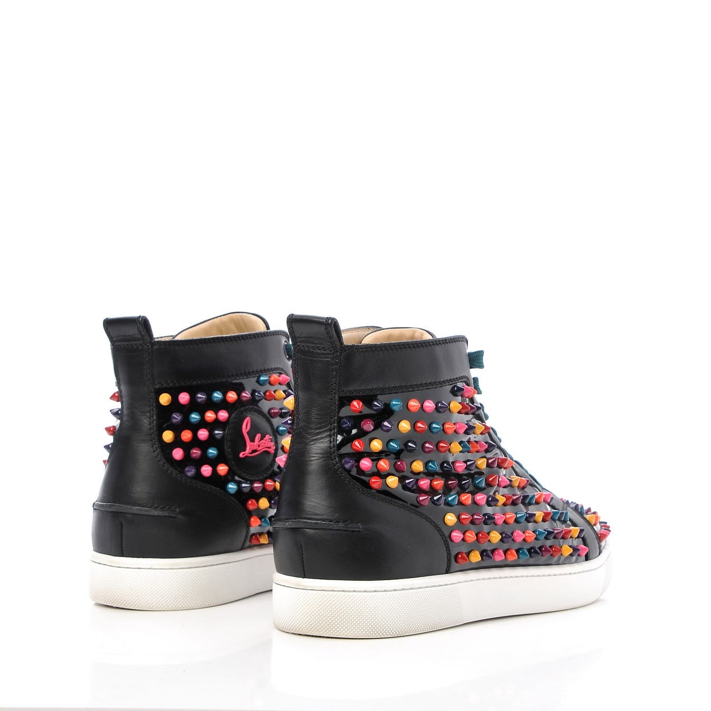 Mens Patent Calfskin Spike Louis Flat Sneakers 43.5 Black Multi
