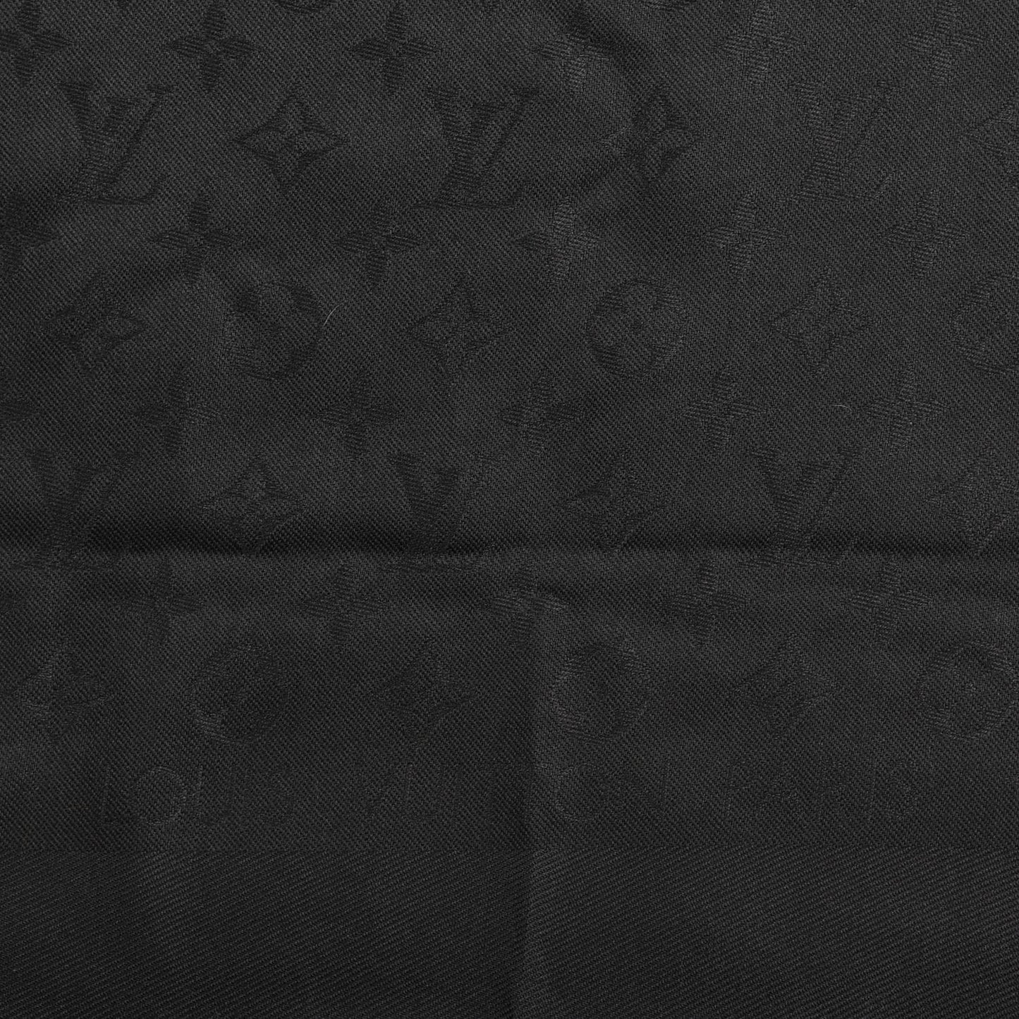 Silk Wool Monogram Shawl Black