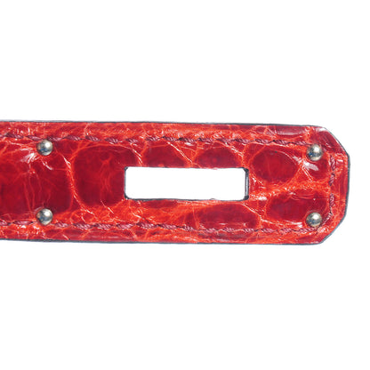 Hermes Shiny Porosus Crocodile Birkin 35 Rouge H 9 of 19