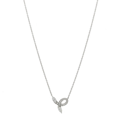 Tiffany Platinum Diamond Victoria Bow Necklace 1 of 5