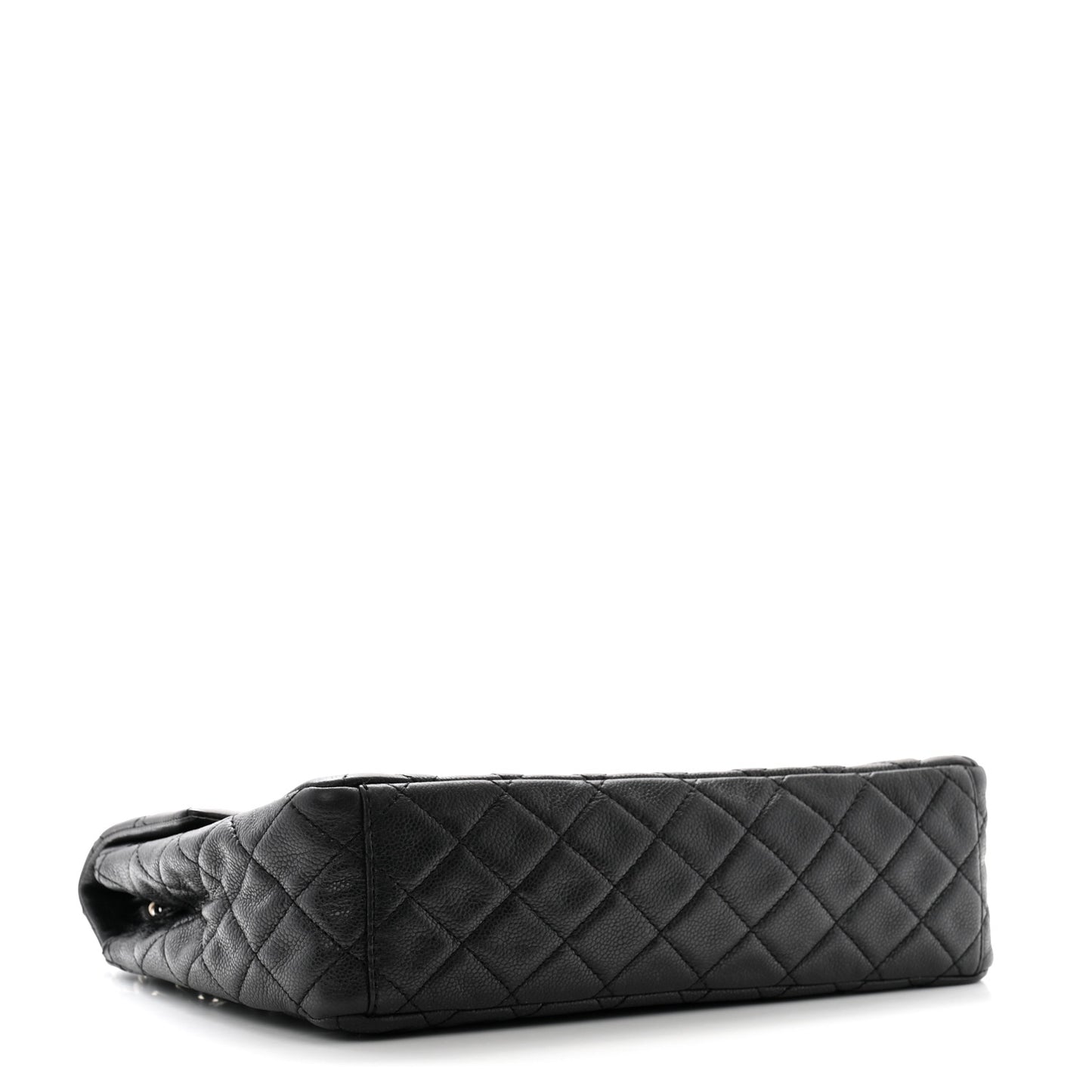 Washed Caviar Quilted Maxi Single Flap Black