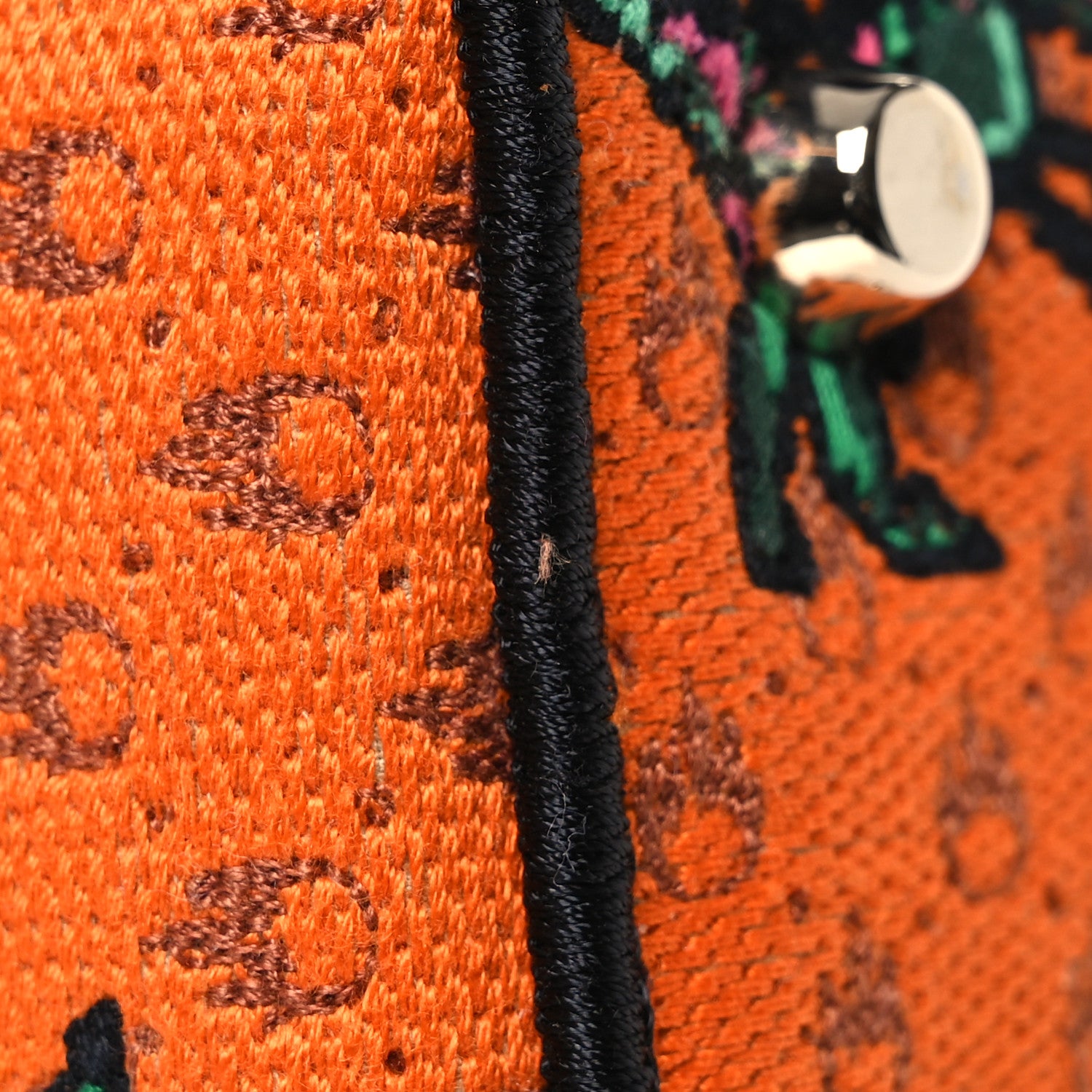Christian Dior Canvas Embroidered Dino Medium Lady D-Lite Orange Multicolor 14 of 16