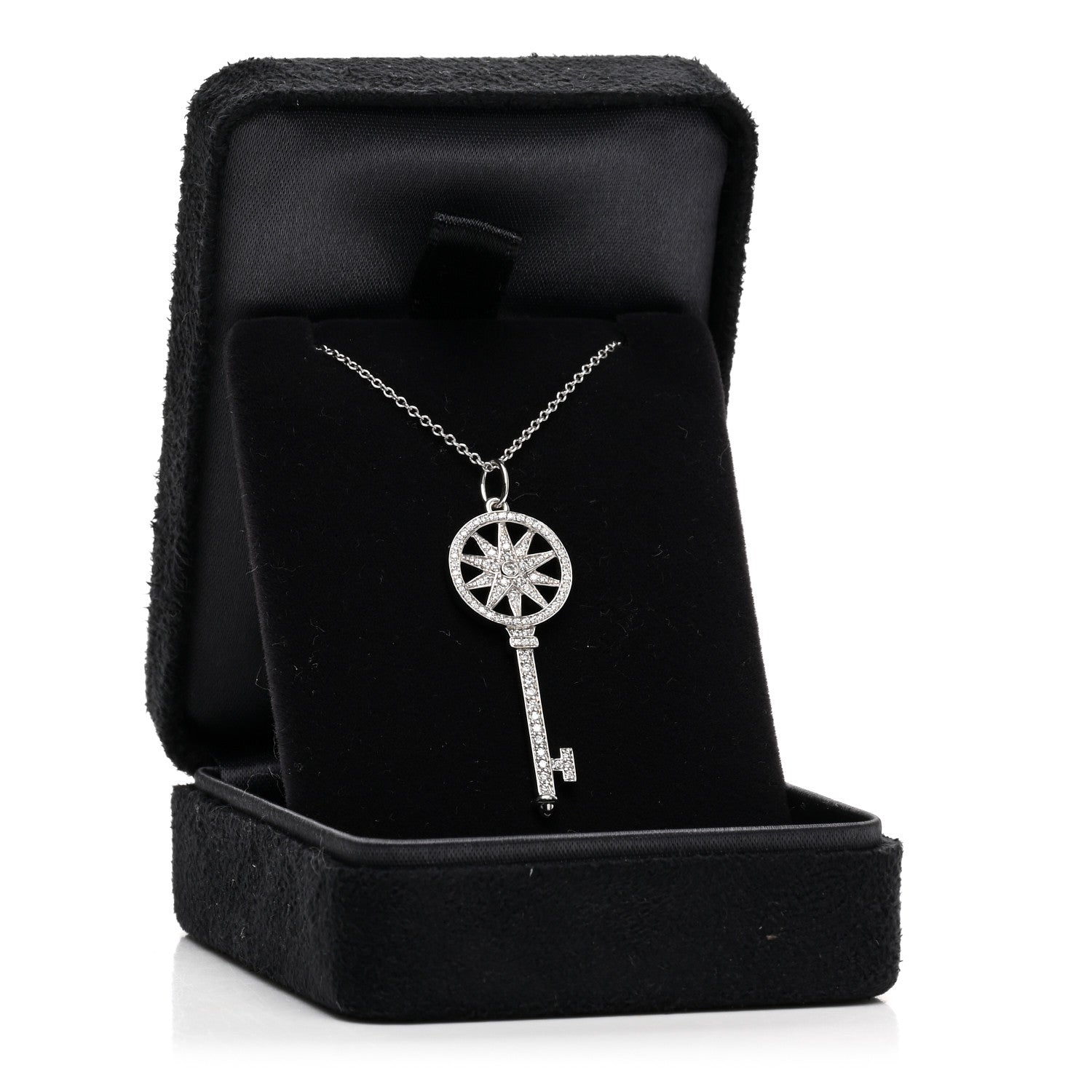 Tiffany Platinum Diamond Star Key Pendant Necklace 5 of 5