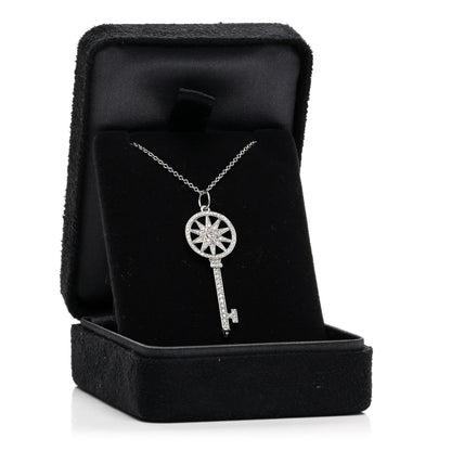 Tiffany Platinum Diamond Star Key Pendant Necklace 5 of 5