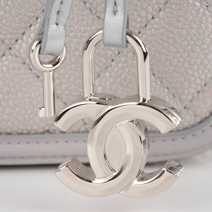 Chanel Metallic Caviar Quilted Medium CC Filigree Vanity Case Silver 8 of 8