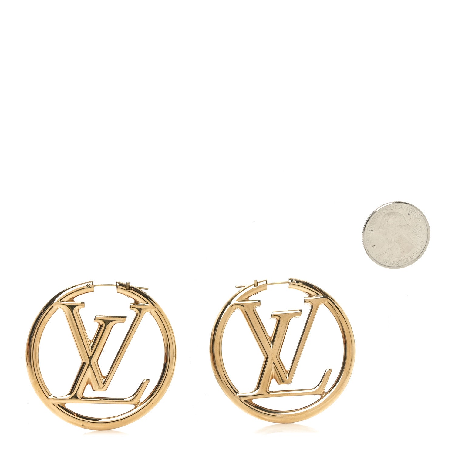 Louis Vuitton Metal Louise Hoop Earrings Gold 2 of 5