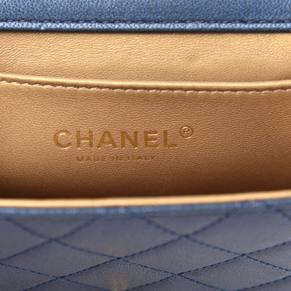 Chanel Iridescent Lambskin Quilted Chic Pearls Flap Navy Blue 6 of 11