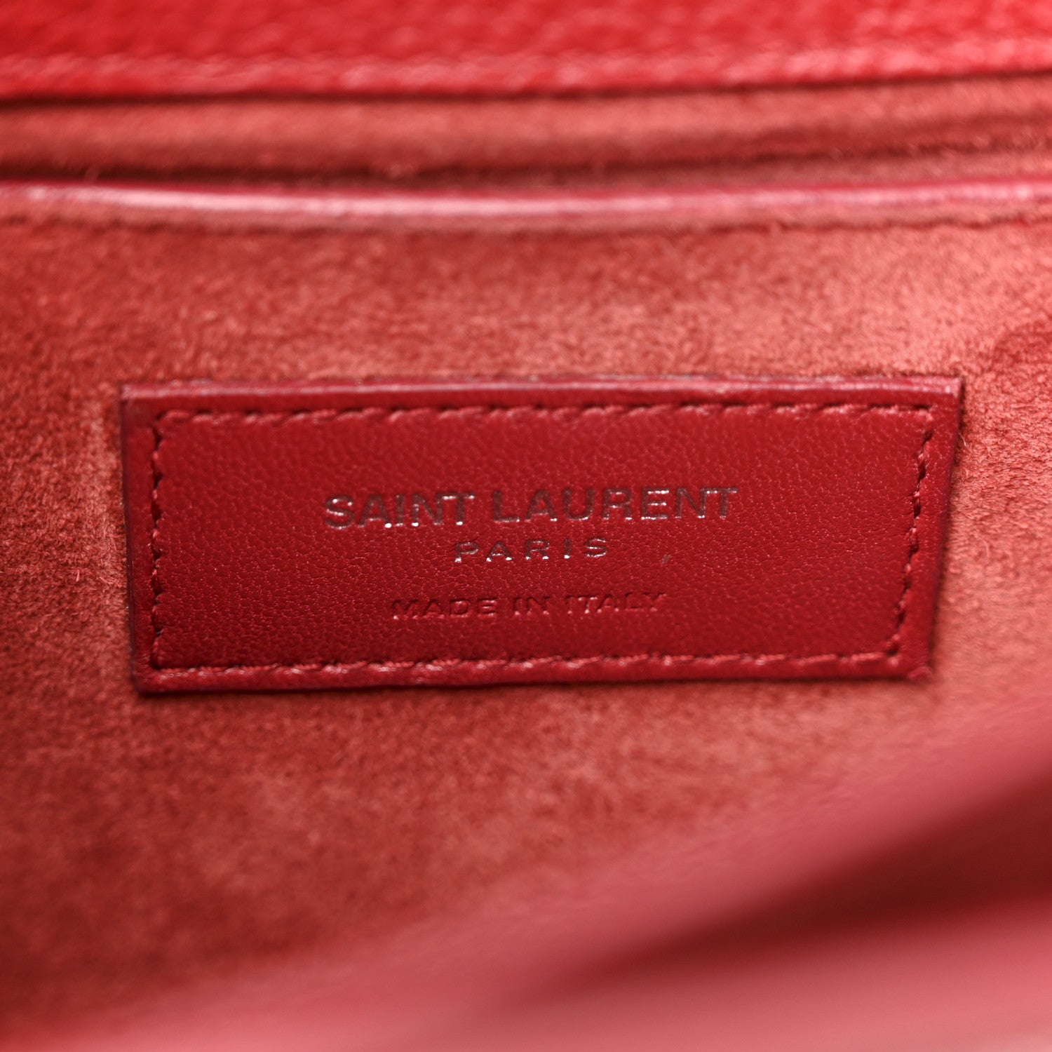 Saint Laurent Grained Calfskin Medium Monogram Sunset Satchel Red 6 of 17