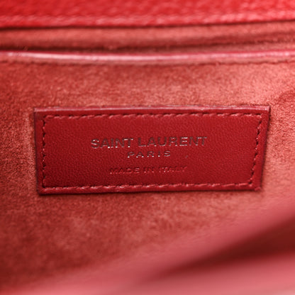 Saint Laurent Grained Calfskin Medium Monogram Sunset Satchel Red 6 of 17