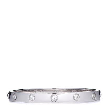 Cartier 18K White Gold 10 Diamond LOVE Bracelet 17 1 of 8