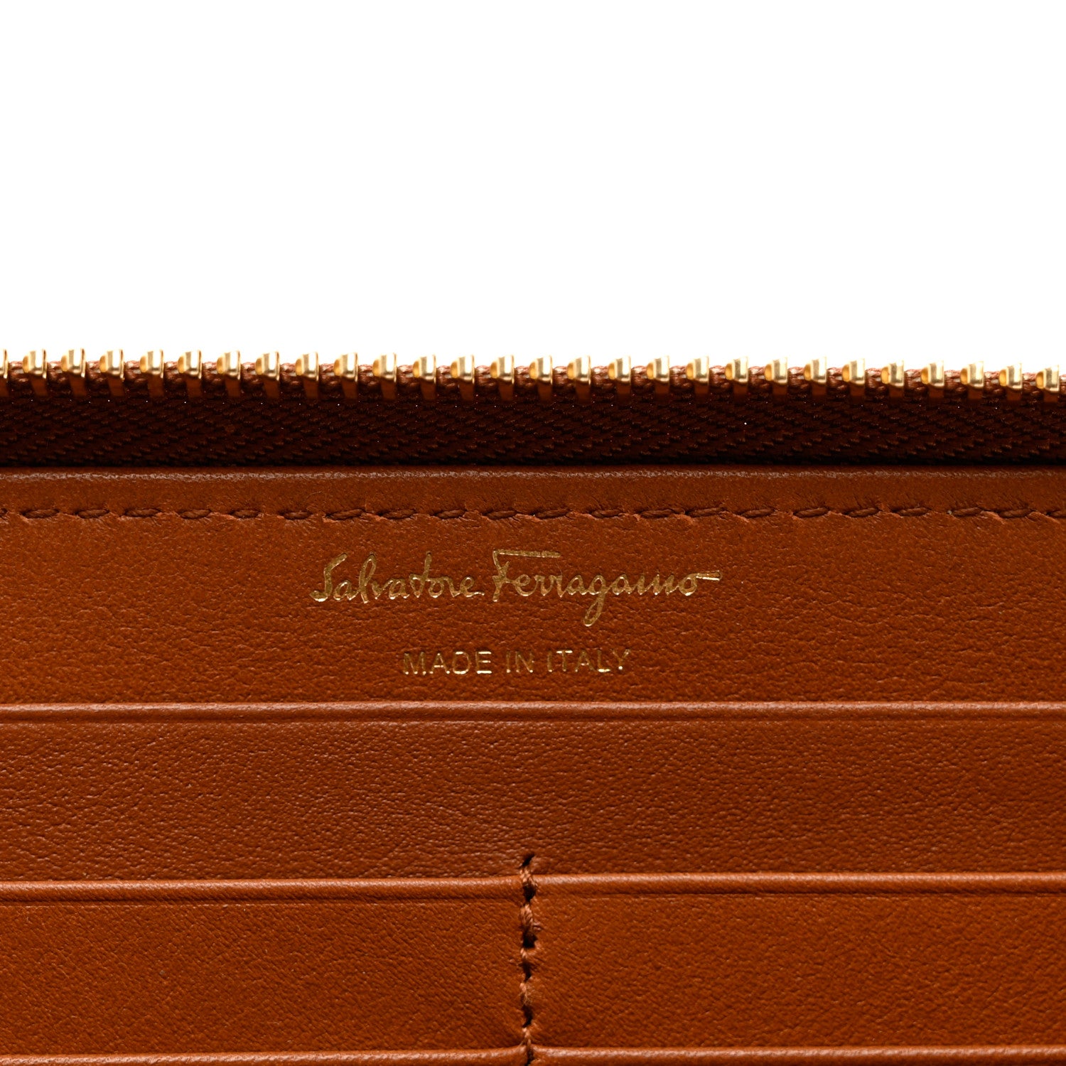 Salvatore Ferragamo Calfskin Vara Bow Zip Wallet Brown 6 of 7