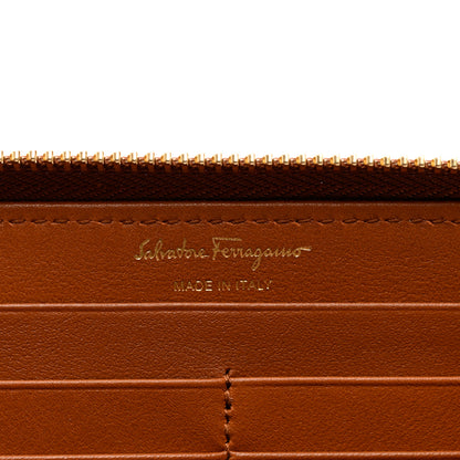 Salvatore Ferragamo Calfskin Vara Bow Zip Wallet Brown 6 of 7