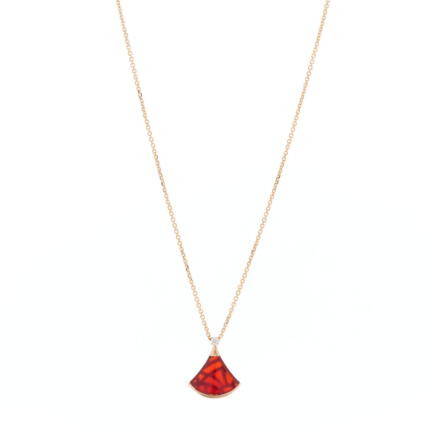 Bulgari 18K Rose Gold Diamond Carnelian Divas' Dream Pendant Necklace 1 of 7