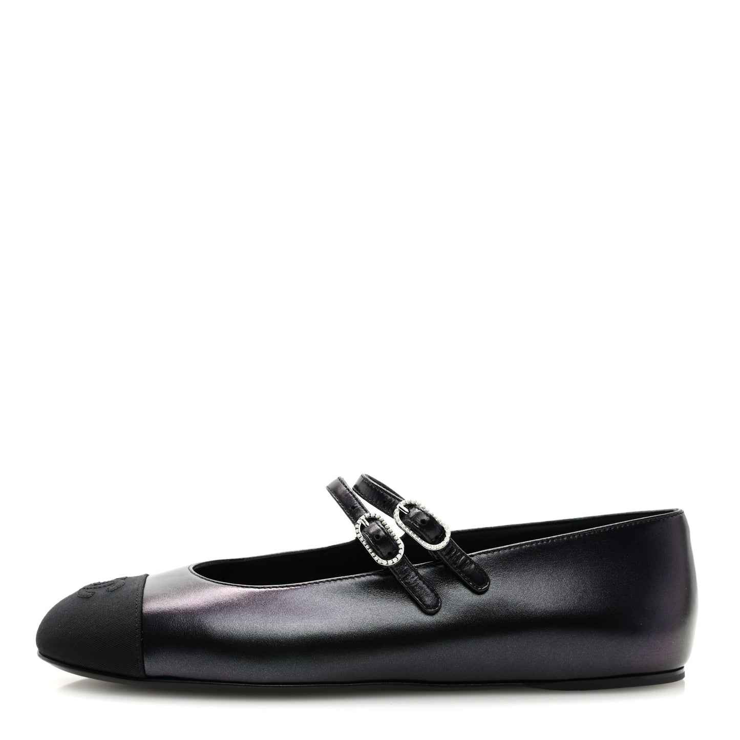 Pleated Lambskin Grosgrain Cap Toe CC Ballerina Flats 40.5 Black 39 Black