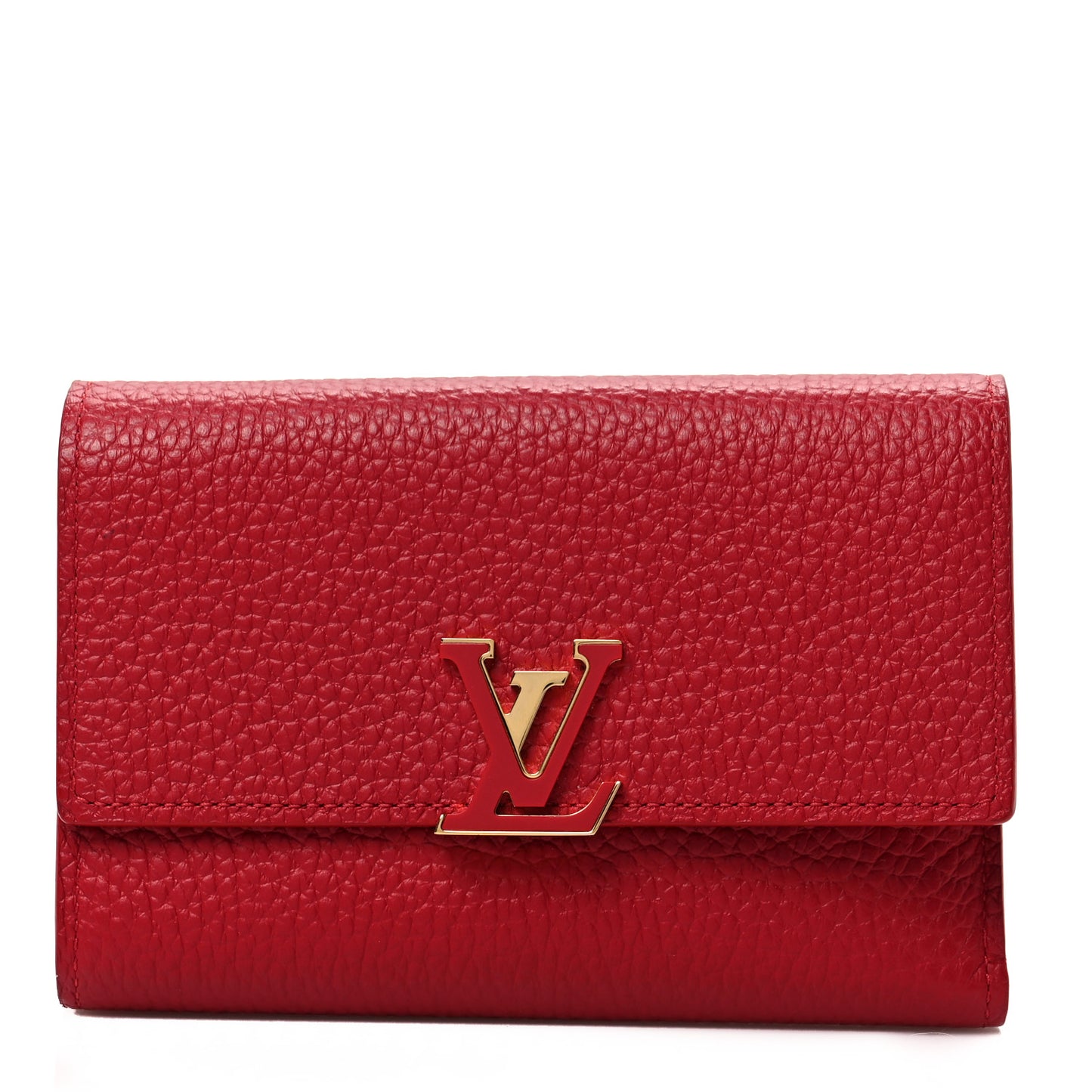 Taurillon Capucines Compact Wallet Rubis