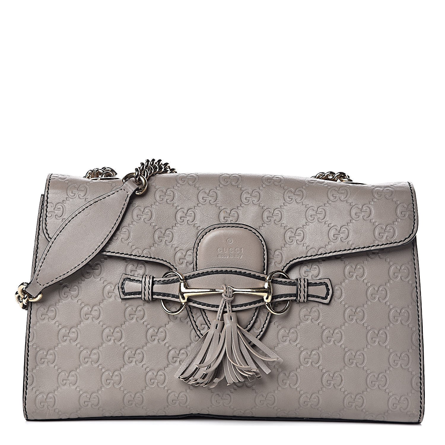 Gucci Soft Guccissima Medium Emily Chain Shoulder Bag Storm Grey 1 of 15
