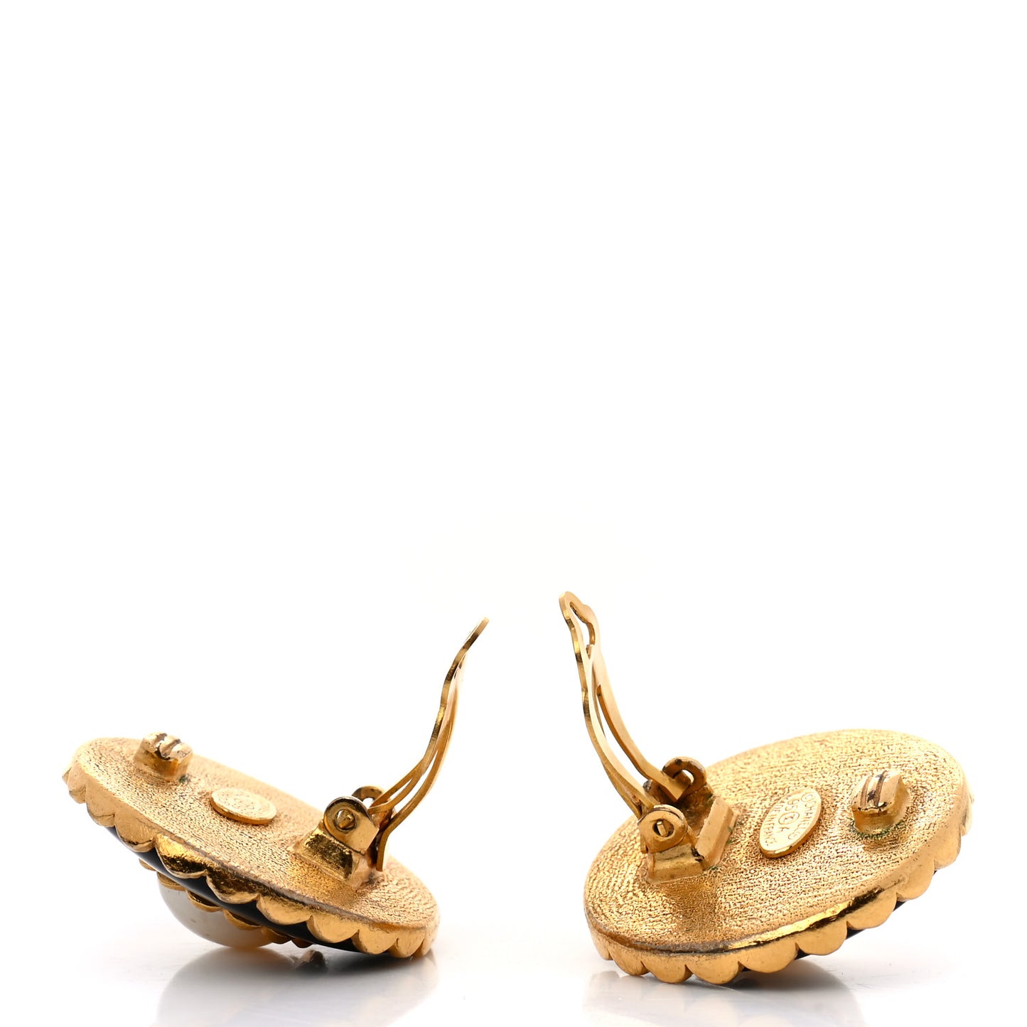 Pearl Clip On Earrings Black Gold