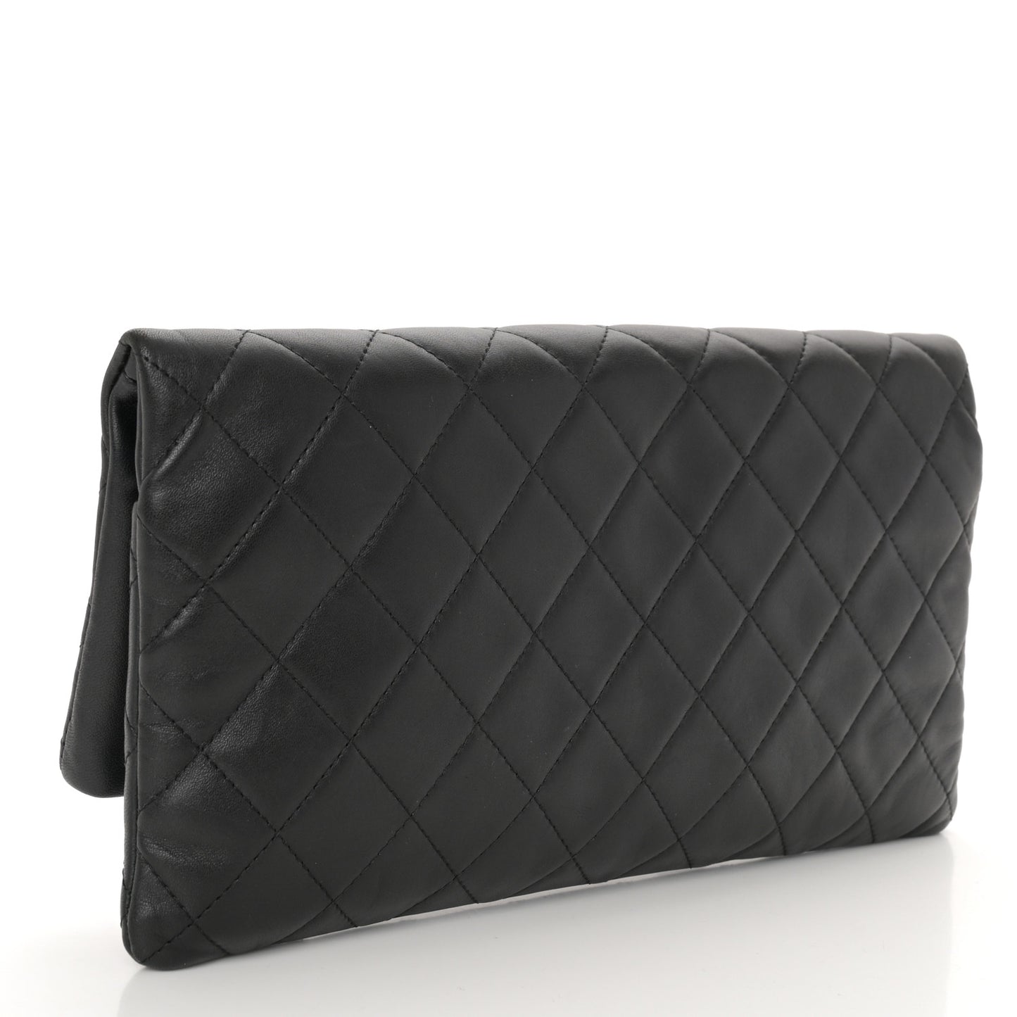 Lambskin Quilted CC Beauty Clutch Black