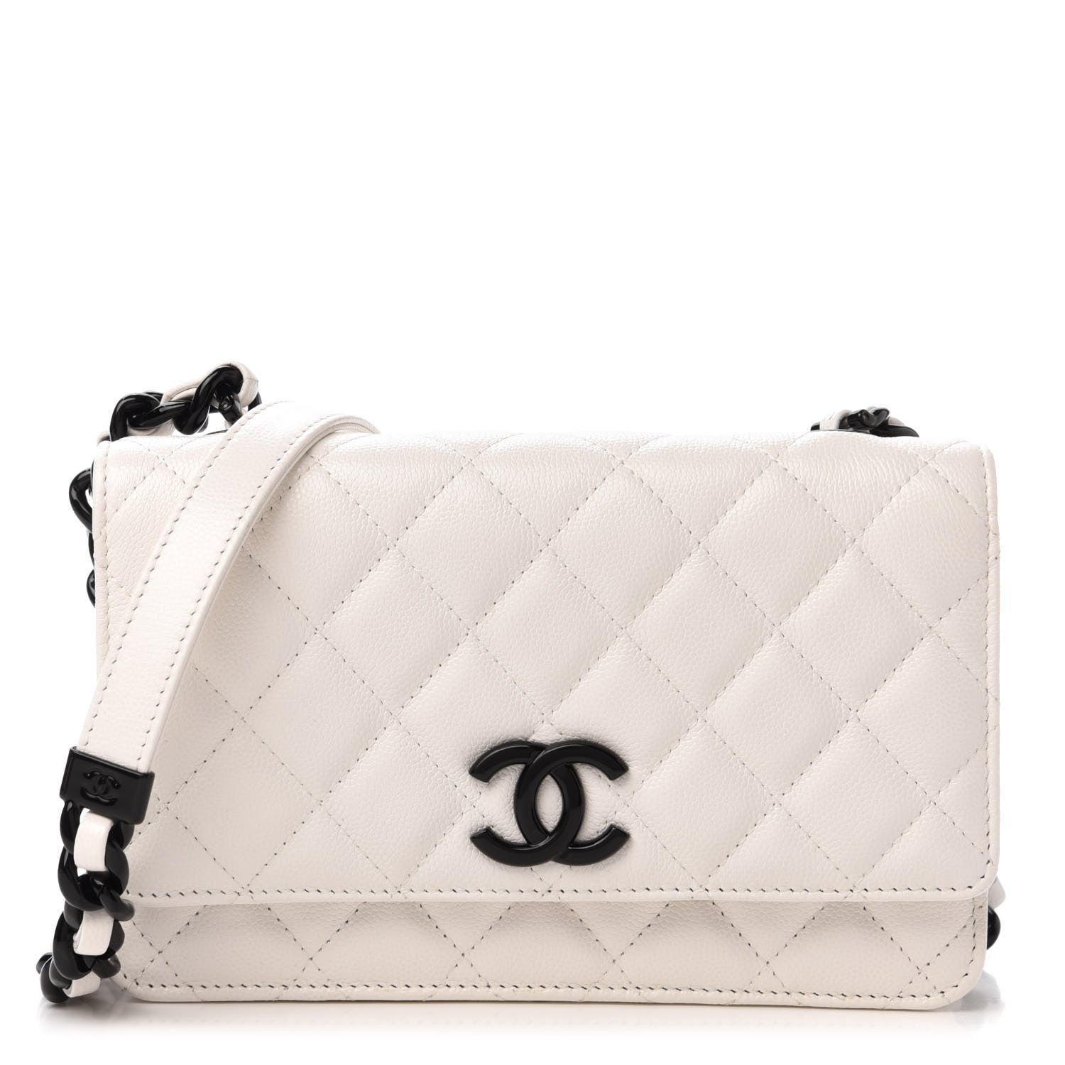 Chanel Caviar Quilted My Everything Wallet On Chain WOC White 1 of 12