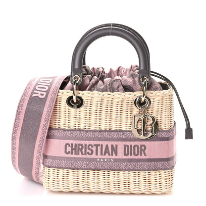 Christian Dior Wicker Oblique Medium Lady Dior Bag Pink Grey 1 of 10