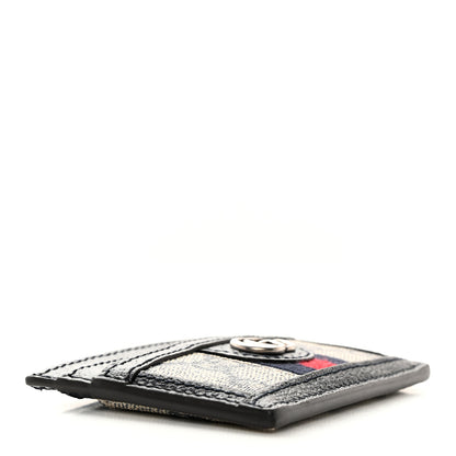 Gucci GG Supreme Monogram Textured Dollar Calfskin Web Ophidia Card Holder Beige Blue 4 of 15