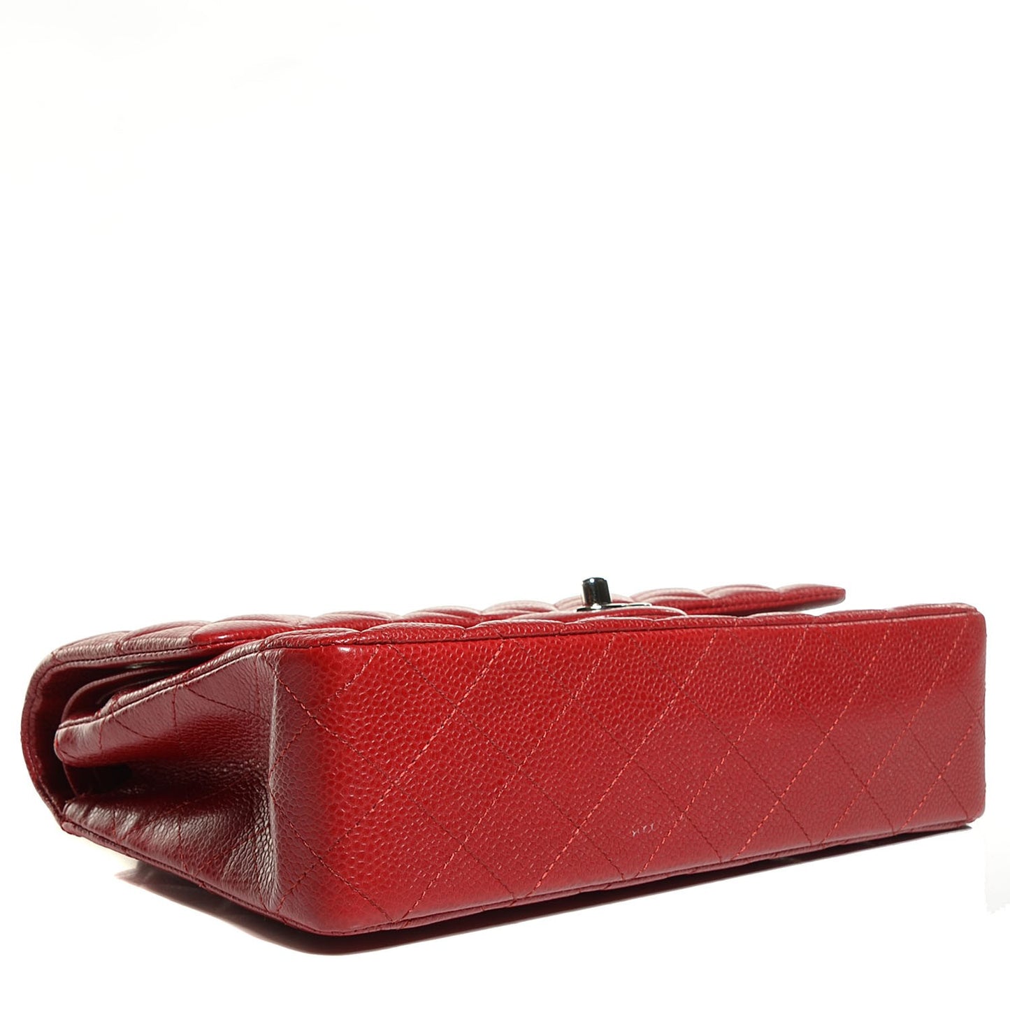 Caviar Quilted Medium Double Flap Red