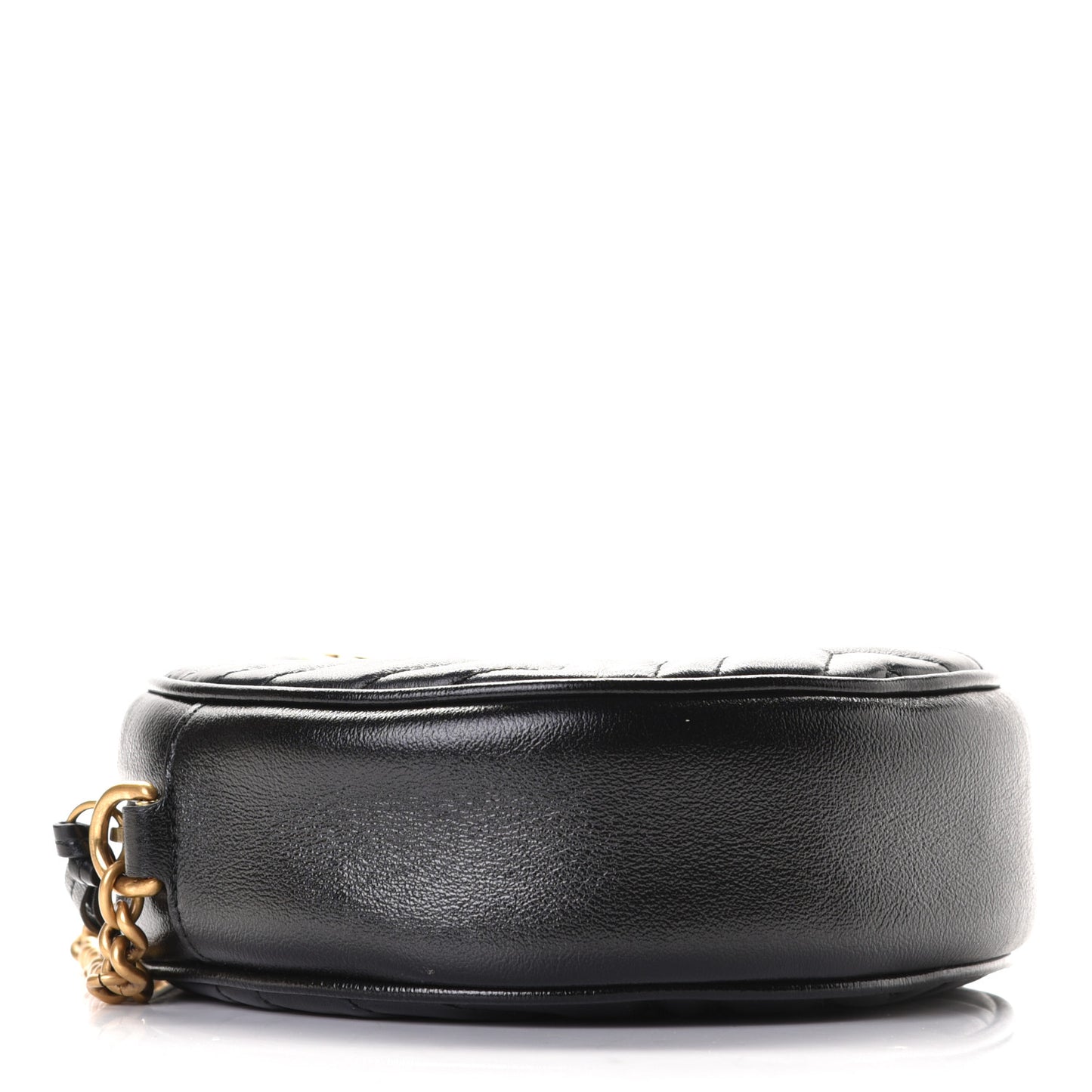 Azalea Calfskin Matelasse Heart Mini GG Marmont Round Shoulder Bag Black