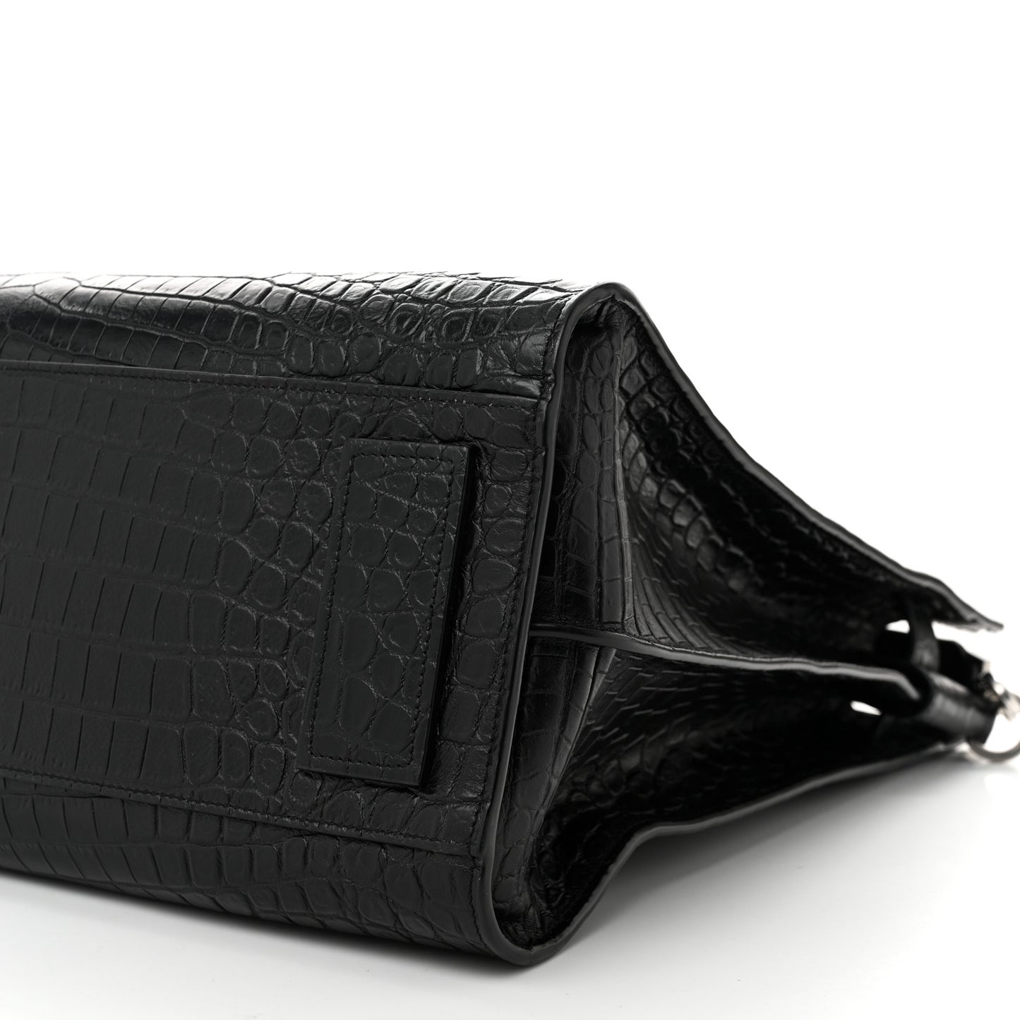 Calfskin Crocodile Embossed Souple North South Tote Black