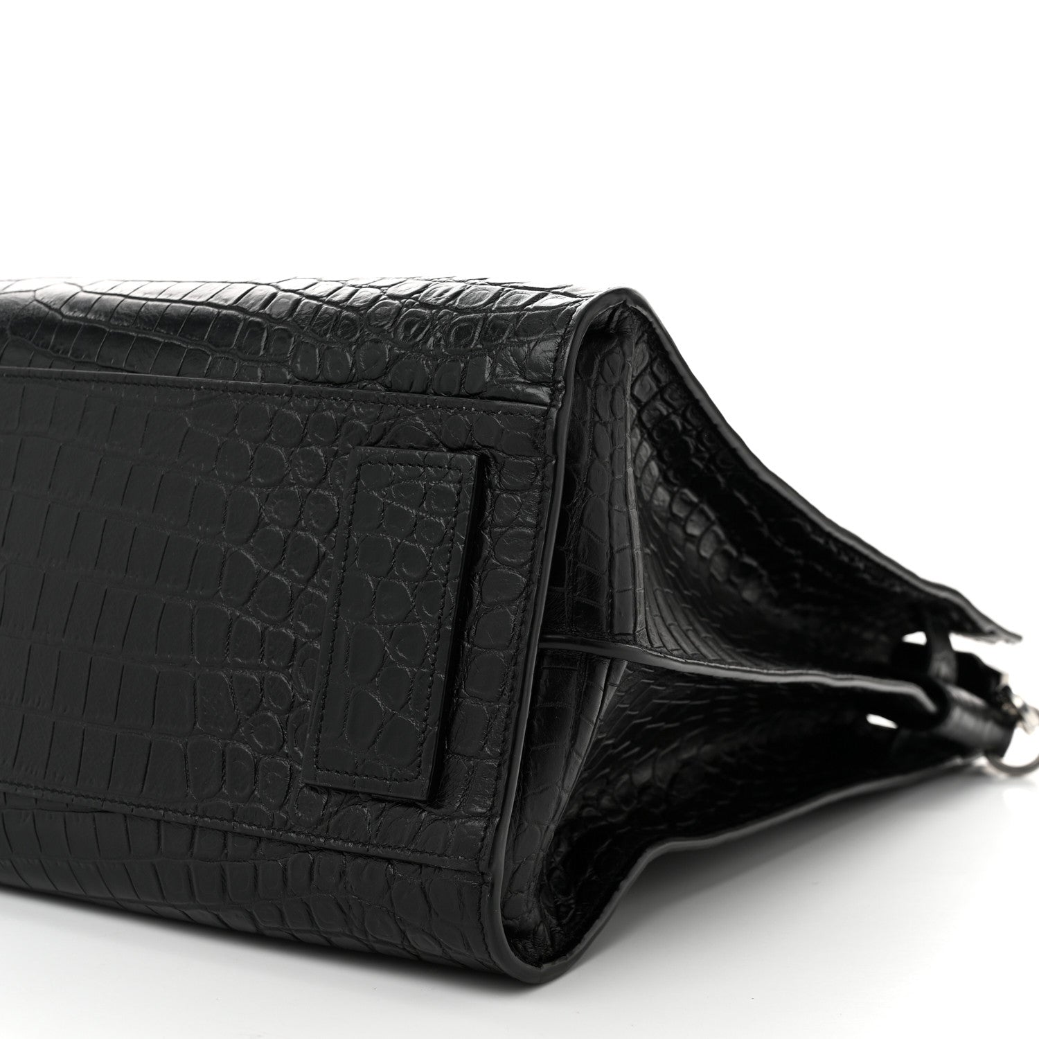 Saint Laurent Calfskin Crocodile Embossed Souple North South Tote Black 10 of 10