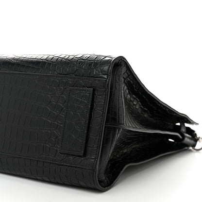 Saint Laurent Calfskin Crocodile Embossed Souple North South Tote Black 10 of 10