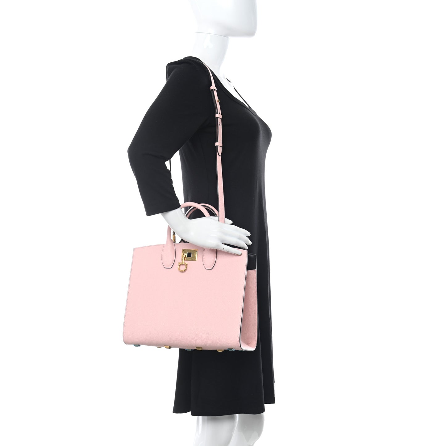 Hammered Calfskin Medium The Studio Box Bag Pink