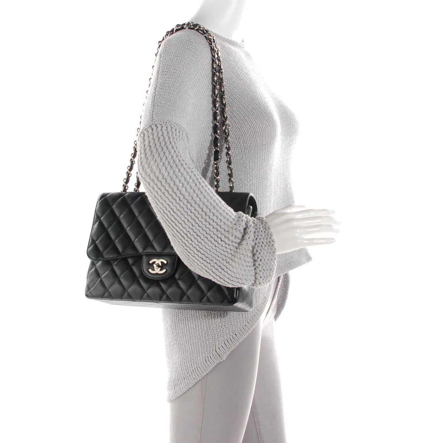 Caviar Quilted Jumbo Single Flap Black