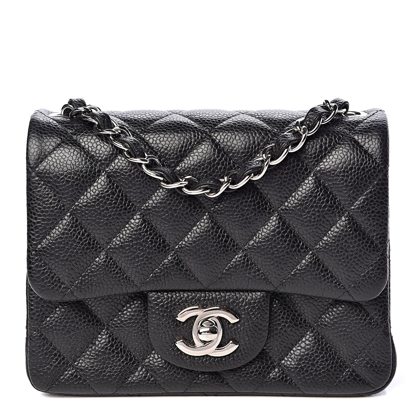 Caviar Quilted Mini Square Flap Black