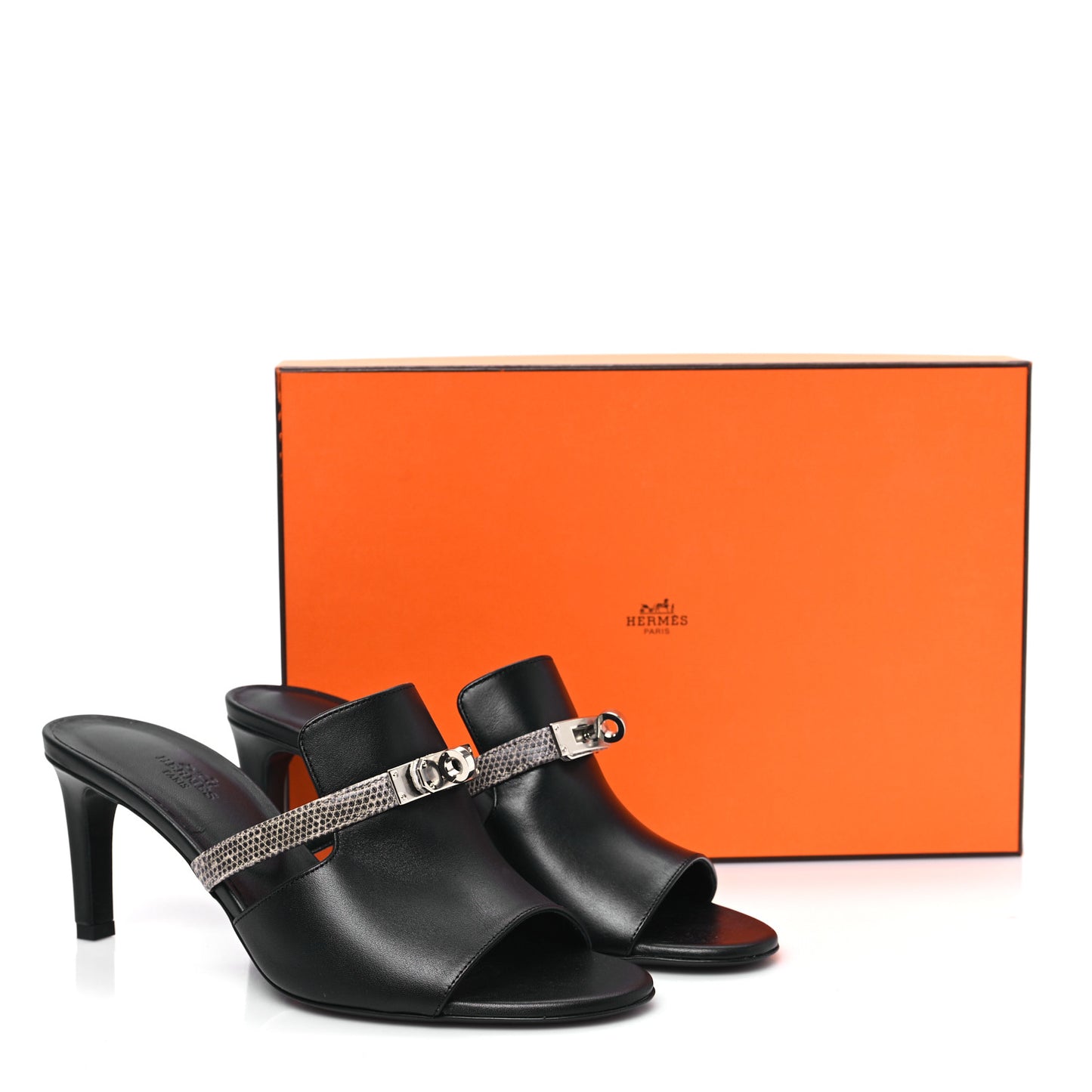 Lambskin Lizard Cute Sandals 39 Black Ombre