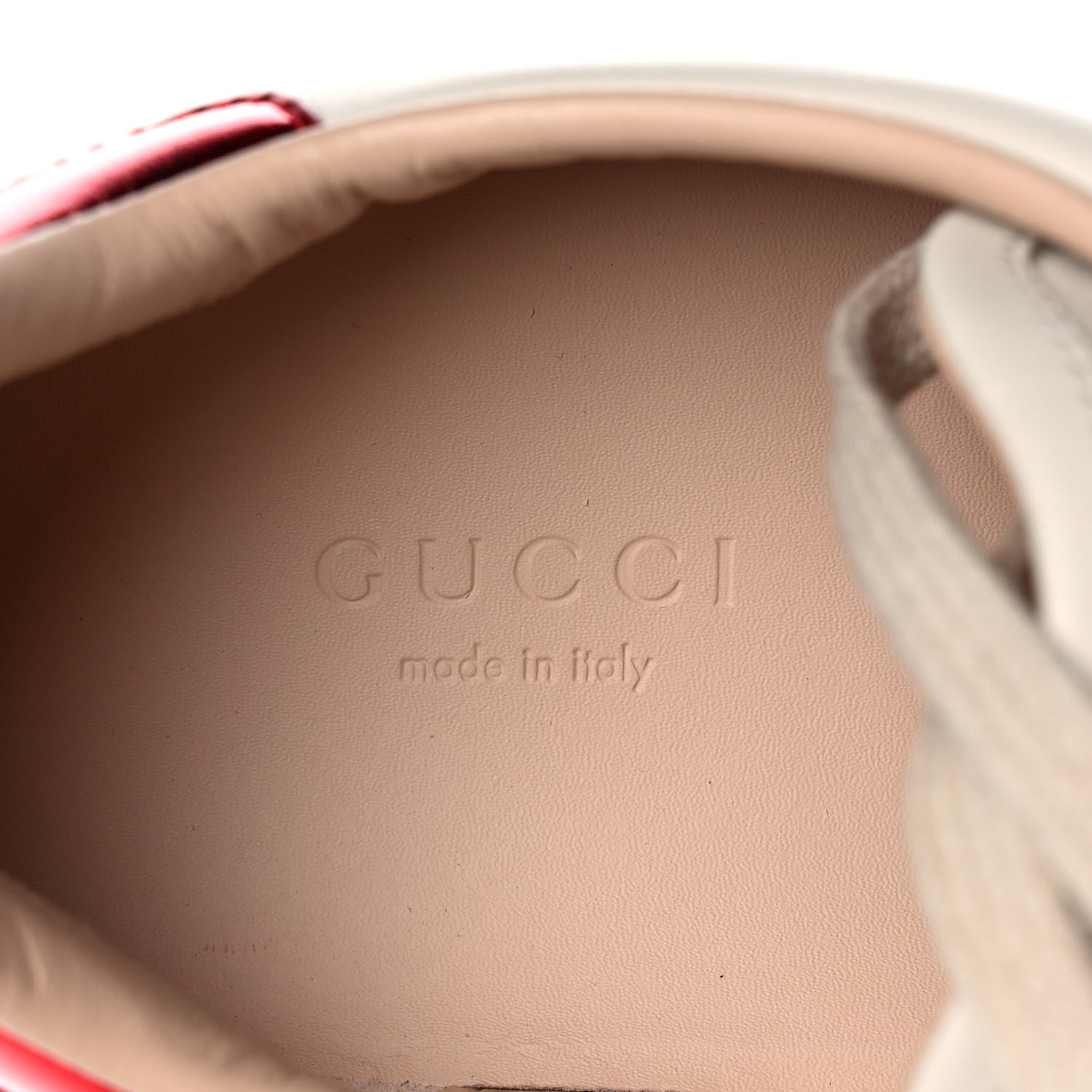 Gucci Calfskin Stripe Womens New Ace Sneakers 37 New Mystic White Ecru Red Flame 7 of 9