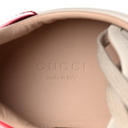 Gucci Calfskin Stripe Womens New Ace Sneakers 37 New Mystic White Ecru Red Flame 7 of 9
