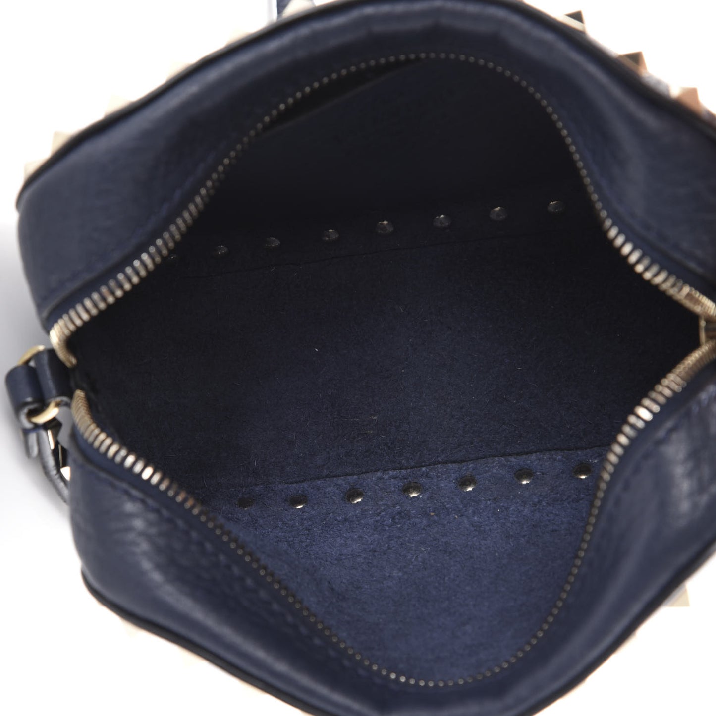 Pebbled Calfskin Rockstud Camera Crossbody Bag Marine