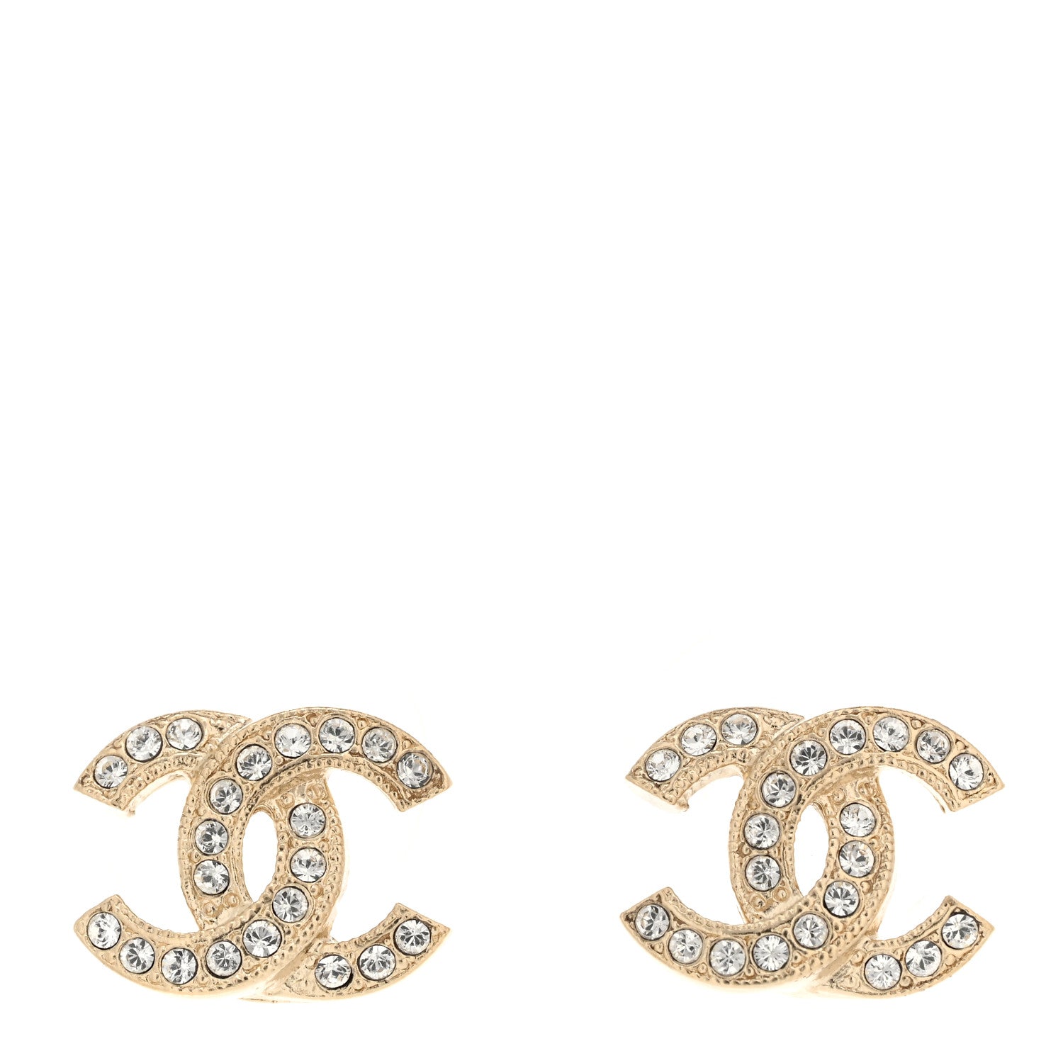 Chanel Crystal CC Earrings Gold 1 of 5