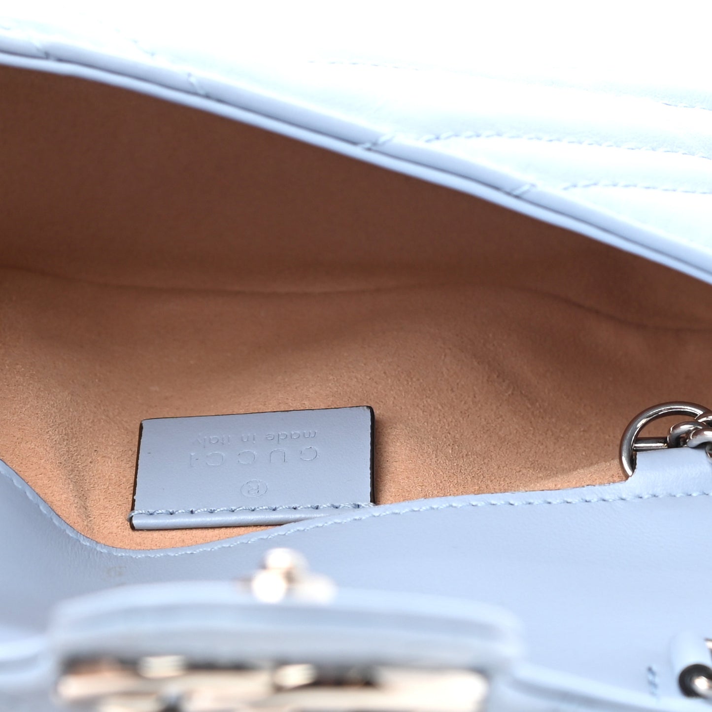 Calfskin Matelasse Super Mini GG Marmont Shoulder Bag Porcelain Light Blue