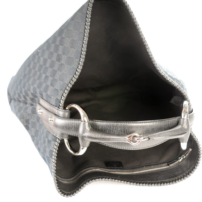 Gucci Monogram Large Horsebit Chain Hobo Black 5 of 7