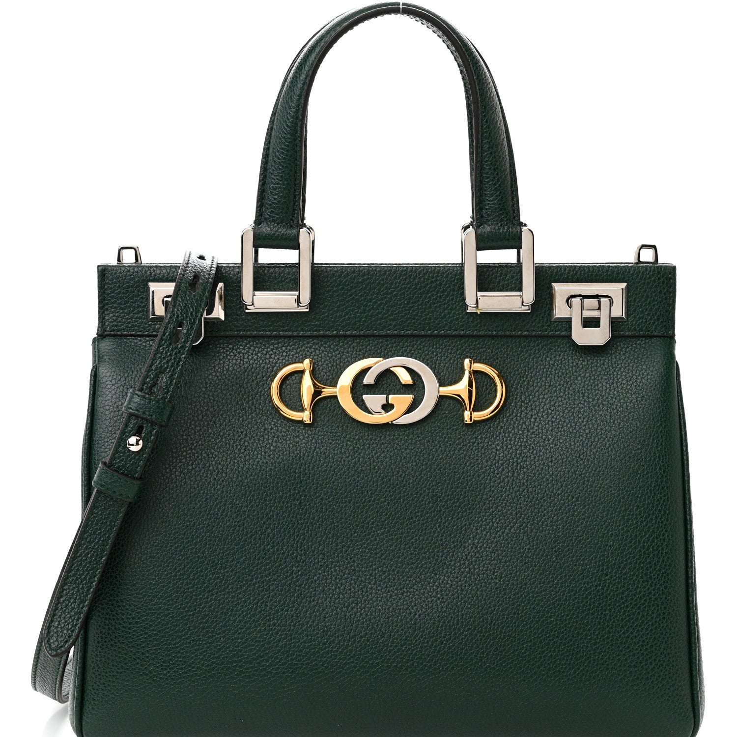 Gucci Grainy Calfskin Small Zumi Top Handle Bag Vintage Green 8 of 10