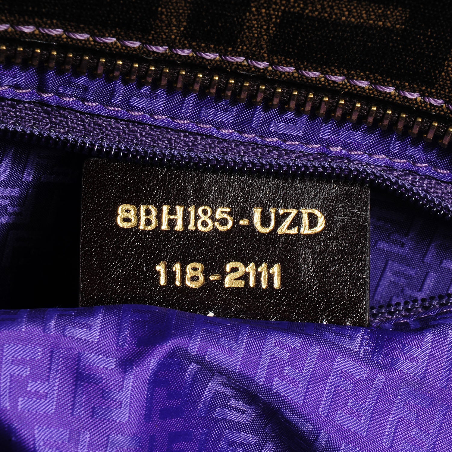 Fendi Zucca Spalmati Medium Roll Tote Tobacco Viola 7 of 9