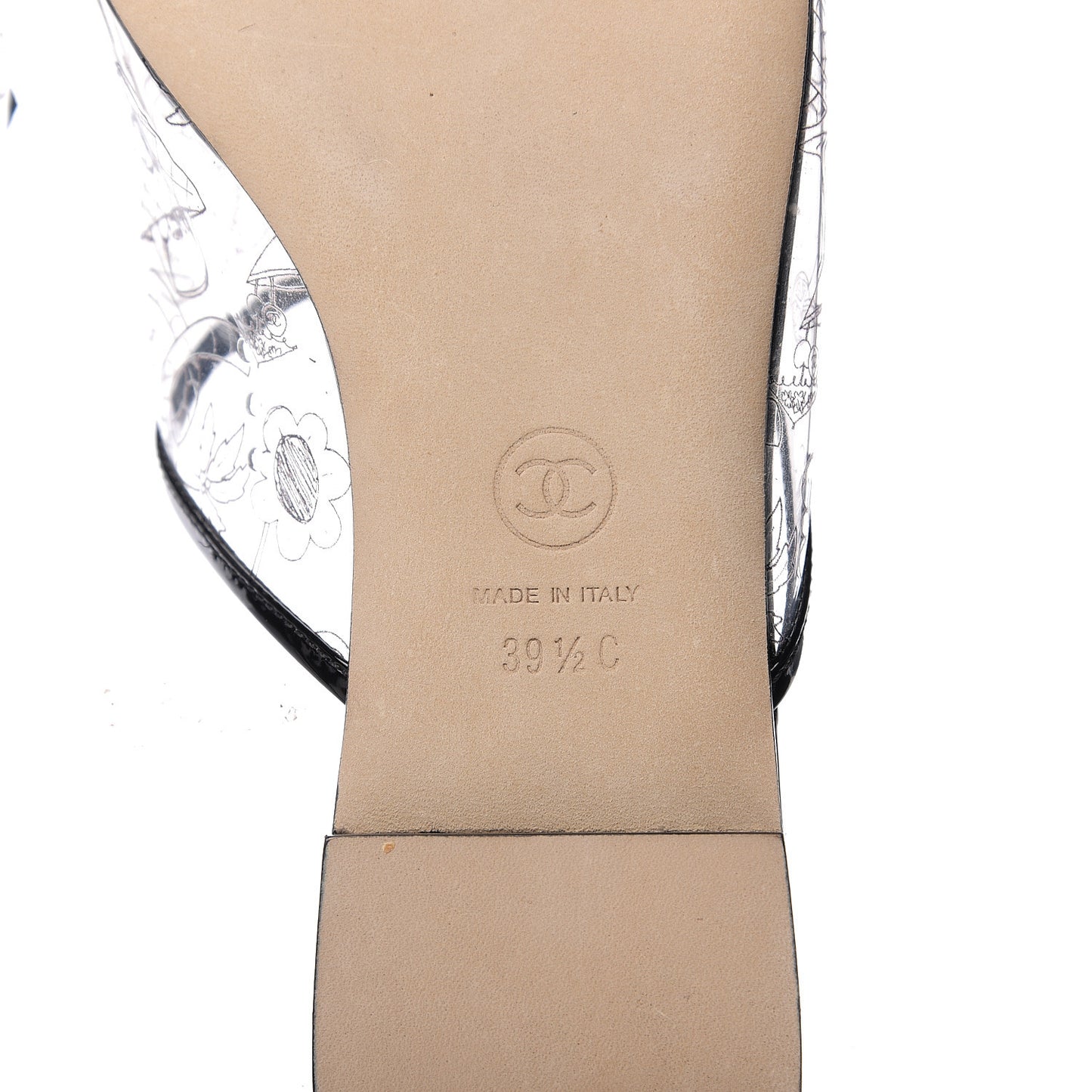 Fantasy Patent Plastic CC Mules 39.5 Transparent Black