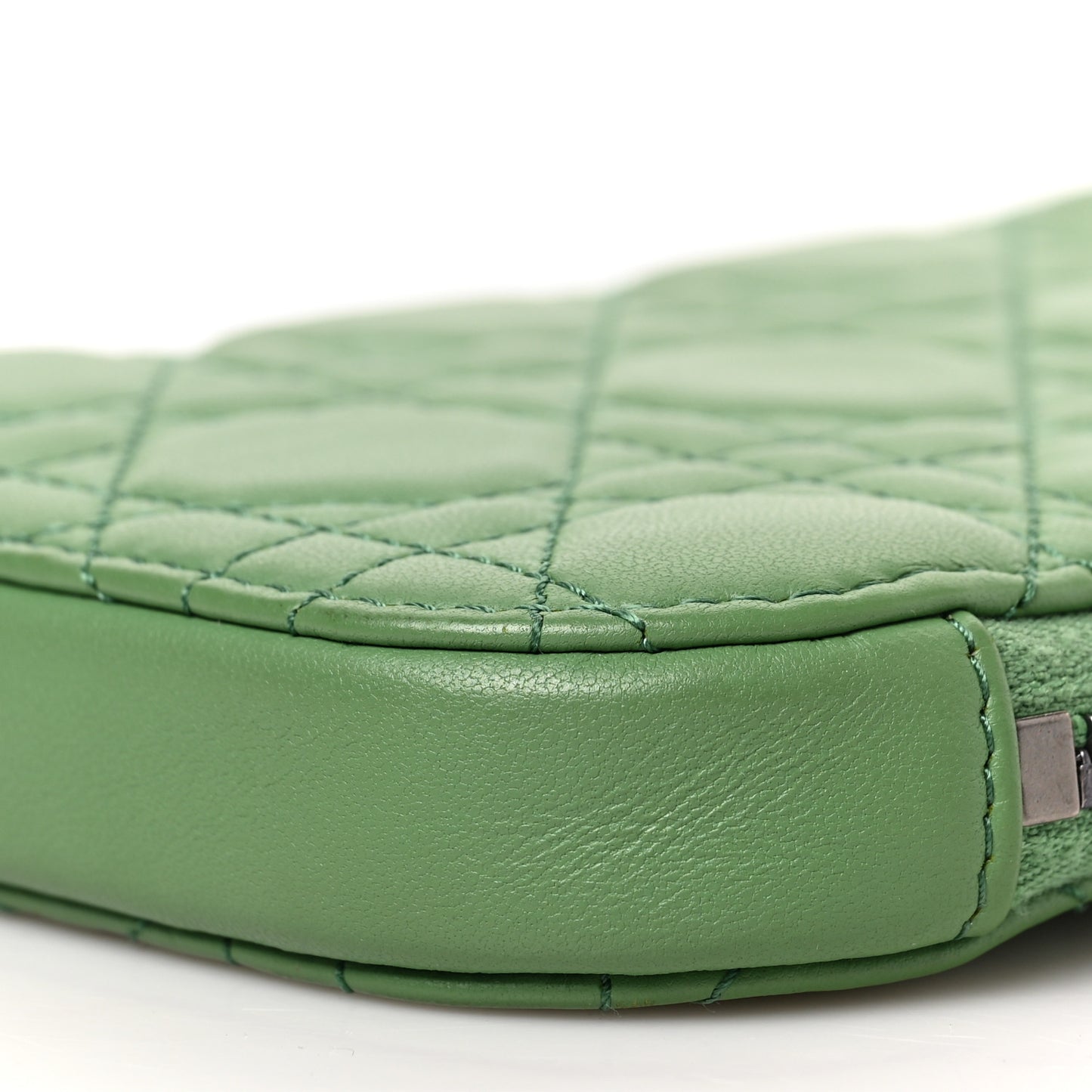 Lambskin Cannage Lady Dior Phone Holder Green